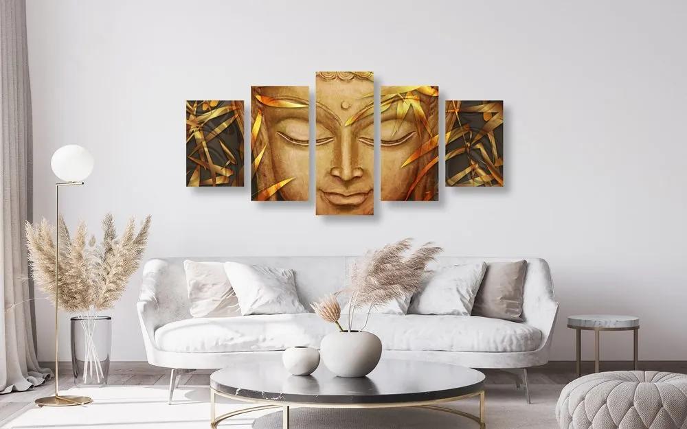 5-dielny obraz abstraktný Budha