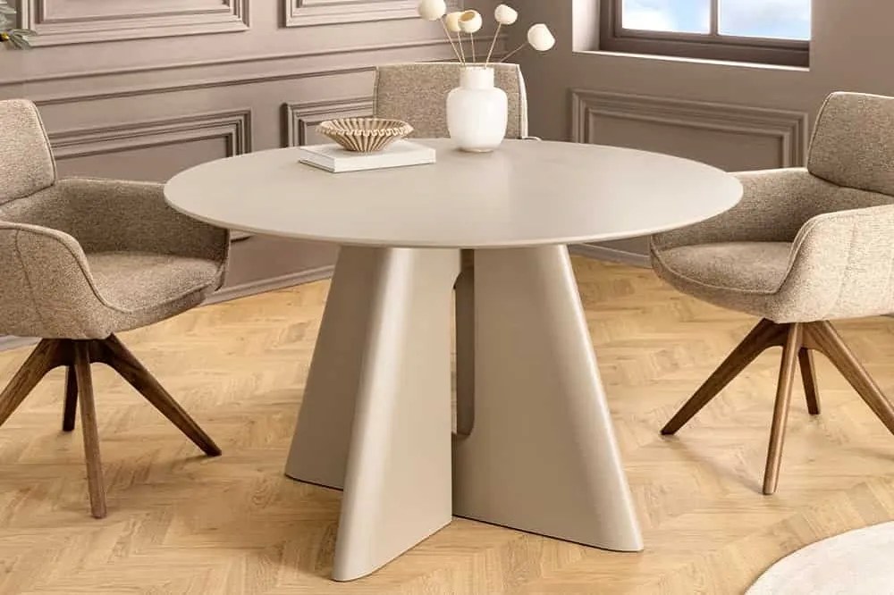 Okrúhly jedálenský stôl Yenibeth 120 cm sivo-béžový