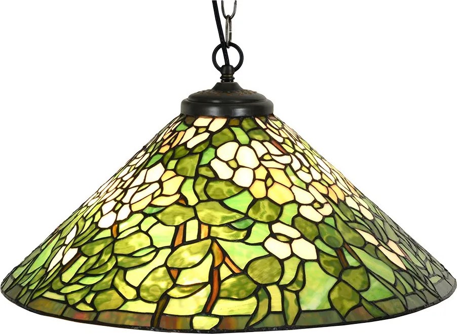 Závesné zelené svietidlo Tiffany Tremblay - Ø 50x135 cm E27/max 1x60W