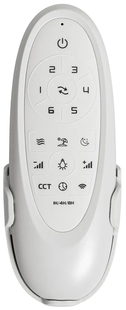 Vonkajší stropný ventilátor biely s potlačou dreva 91,3 cm vrátane LED stmievateľný s diaľkovým ovládaním IP44 - Toledo