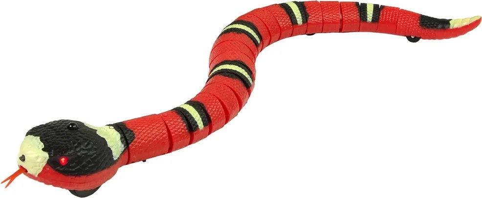 LEAN Toys Diaľkovo ovládaný had Touch Red Black Stripes