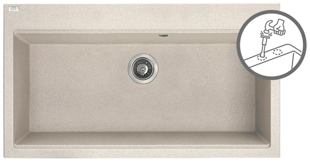 Laveo Tau, 1-komorový granitový drez 900x500x215 mm, béžová, LAV-SBT_4109