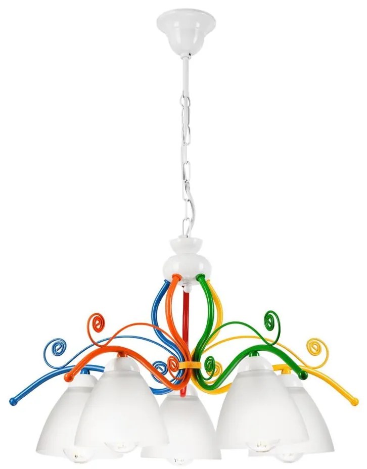 Luster na reťazi RETRO 5xE27/60W/230V biela/pestrofarebná