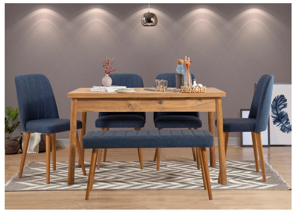 Jedálenský set Costareka (pre 6 osôb) (borovica atlantická + námornícka modrá). Akcia -10%. Vlastná spoľahlivá doprava až k Vám domov. 1106422