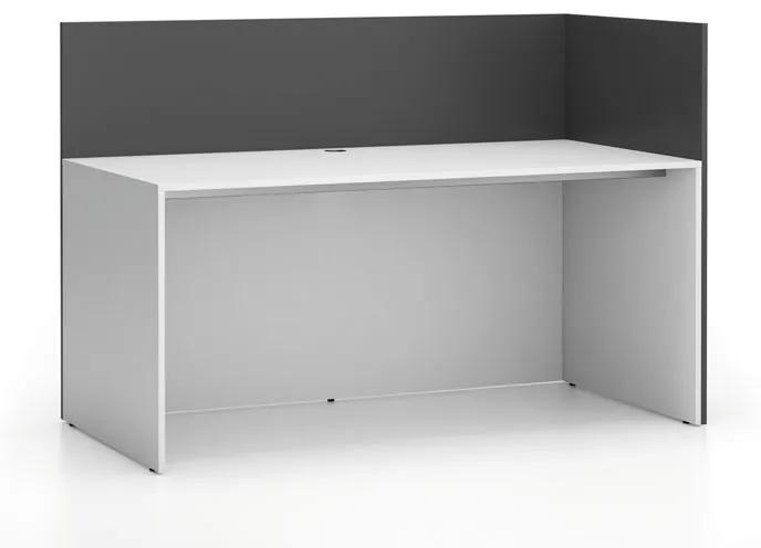 PLAN Kancelárska zostava single s paravánom SEGMENT, pravá, biela / grafitová