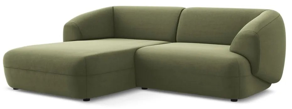 Zelená zamatová rohová pohovka (ľavý roh) Moana – Makamii