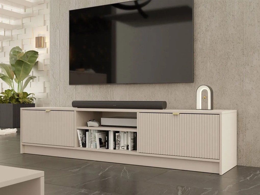 Tv stolík/skrinka Razimo 2K, Farby: Biely velvet