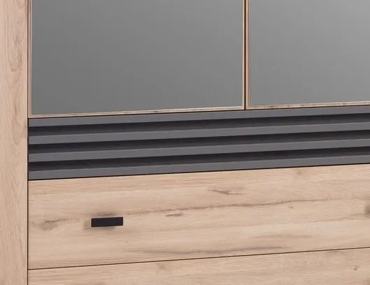 Šatníková skriňa s otočnými dverami Almo, 200 cm, dub estana/antracit