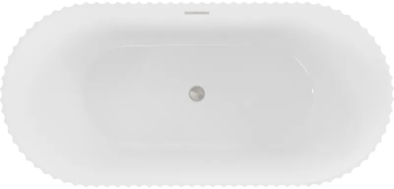 Mexen Paola, voľne stojaca vaňa, drážkovaná, 170 x 80 cm, biela lesklá, brúsená oceľ, 52721708000-97