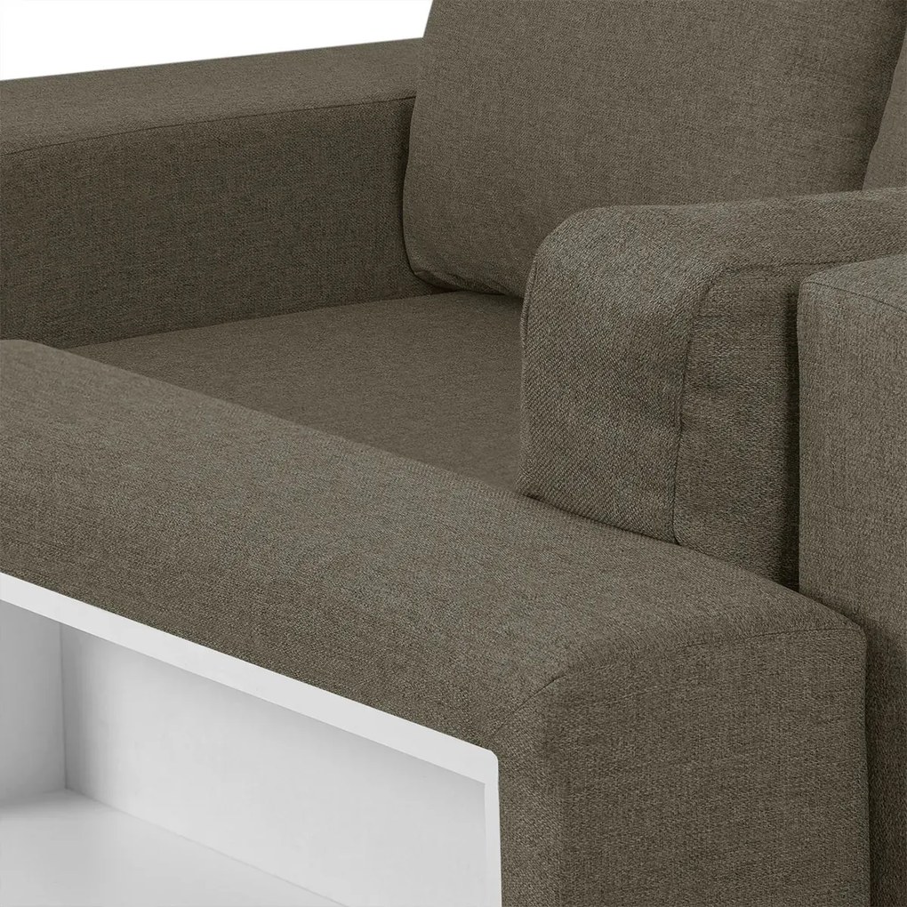 Rozkládací rohová sedací souprava MODO3 + 2 Taburety Světle hnědá