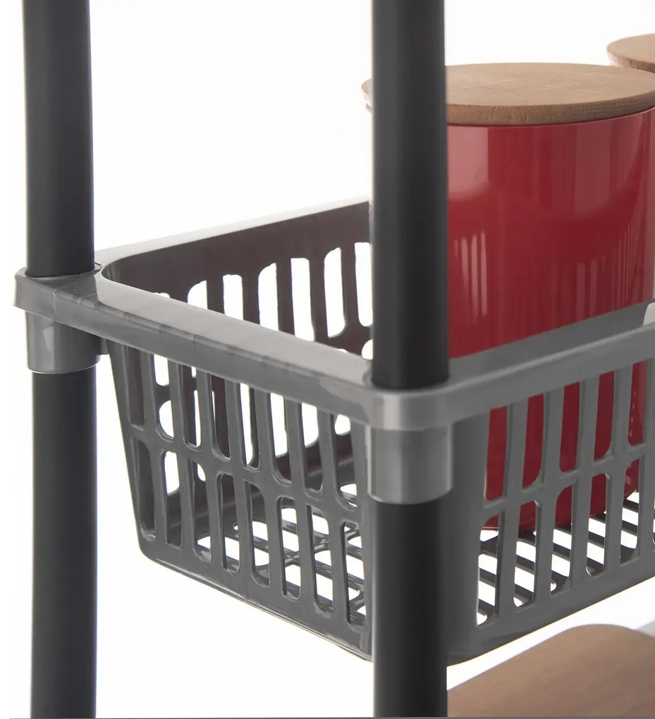 Orion Úzka komoda s košíkmi, regál, 4 police, sivý, SLIM-INVA