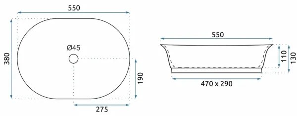 REA-U3305 - Umývadlo na dosku WILMA RUSTIC 38x55 cm keramika/medená