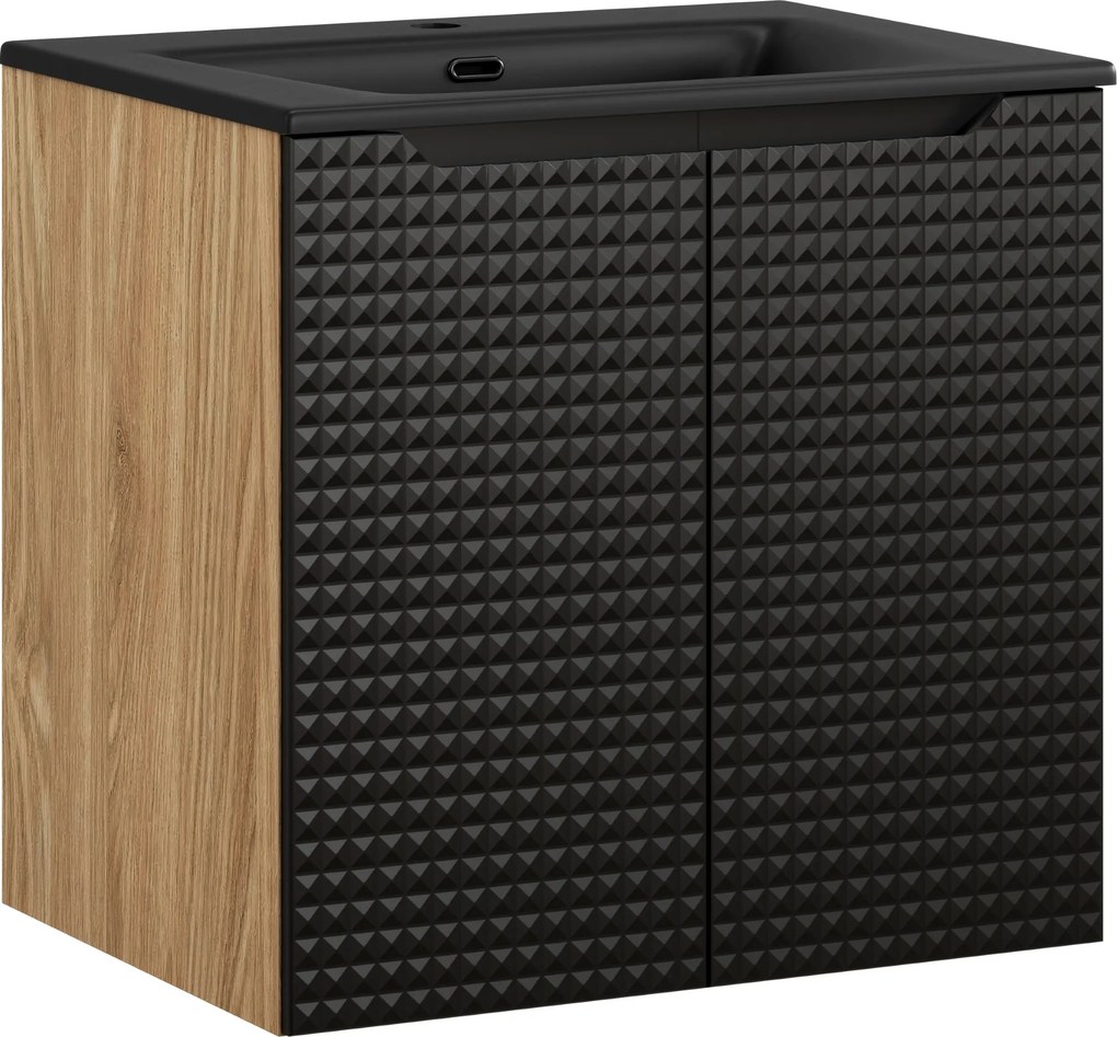 Comad Kúpeľňová skrinka s keramickým umývadlom Luxor Black 60 cm - čierna matná