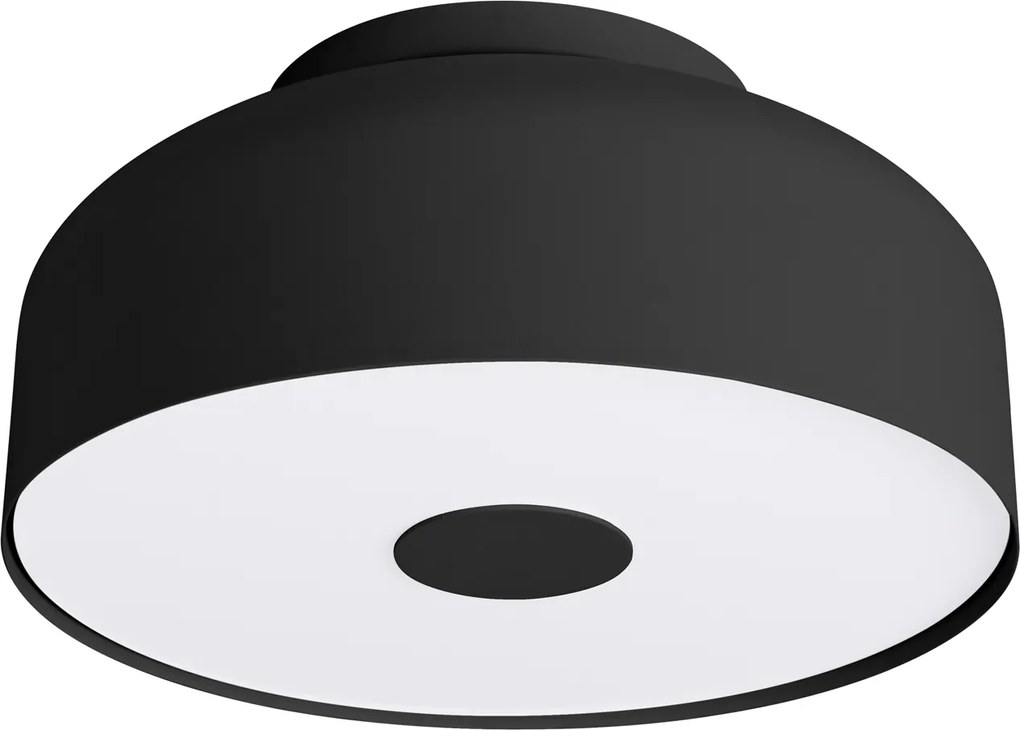 Stropné svietidlo Omiq, 1x čierne kovové tienidlo, (biely plast), (fi 30 cm)