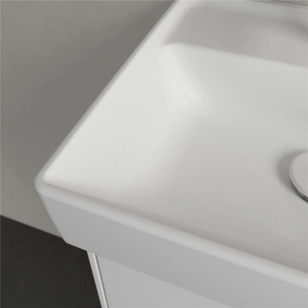 VILLEROY &amp; BOCH Collaro závesné umývadielko s otvorom, bez prepadu, 450 x 370 mm, Stone White, s povrchom CeramicPlus, 433446RW