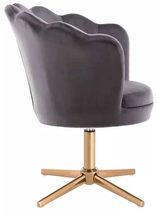 LuxuryForm DESIGN Kreslo FREY VELUR na zlatom kríži - tmavo šedé
