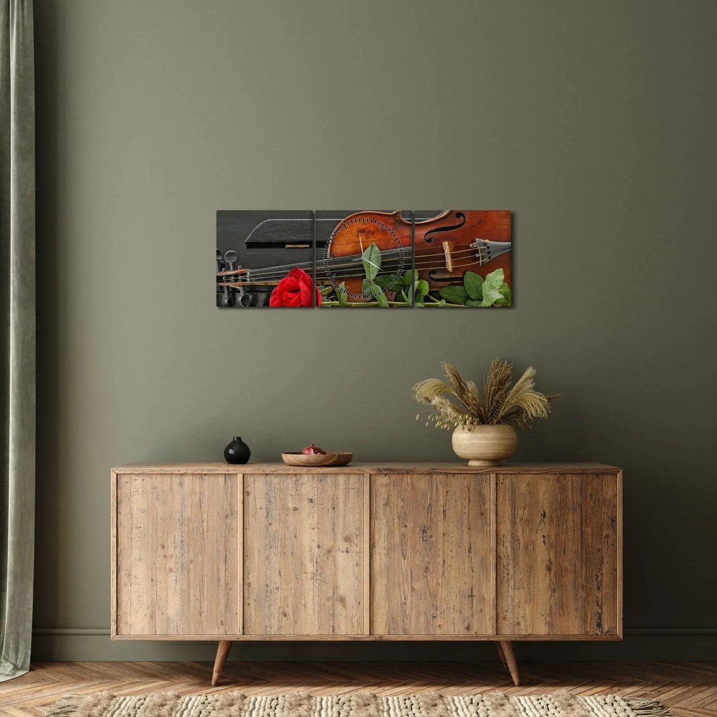 Obraz - Spomienka na hudobníka (s hodinami) (90x30 cm)