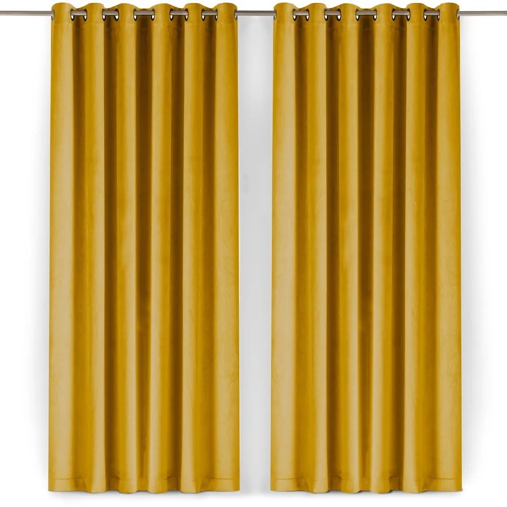 Zamatový dimout záves v horčicovej farbe 530x225 cm Velto – Filumi