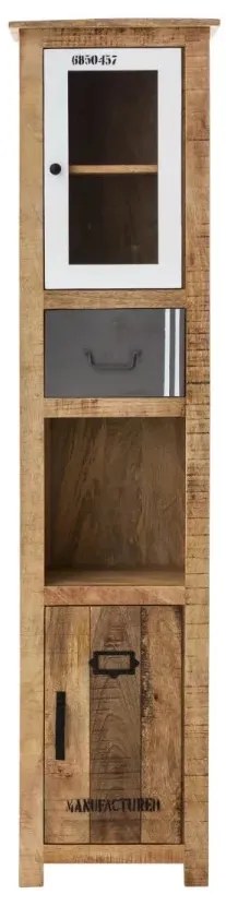 furniture-nabytek.cz - Masivní koupelnová vysoká skříňka Pune z mangového dřeva, lakovaná, vícebarevná – 43×35×180 cm
