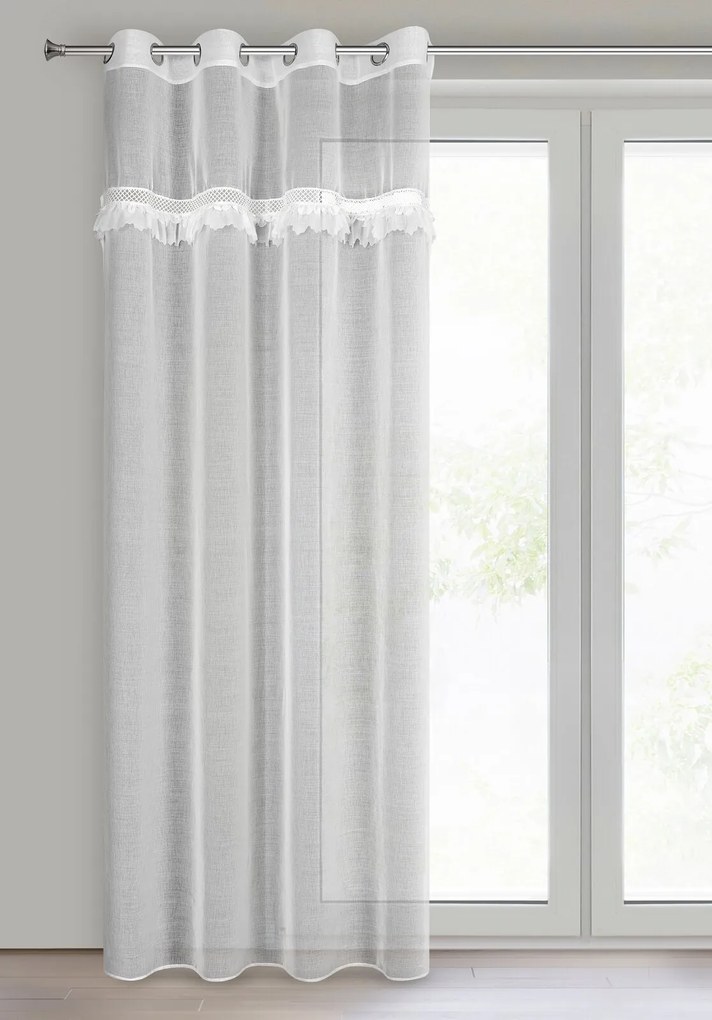 ZÁCLONA NA KRÚŽKOCH KIARA 140X250 CM BIELA