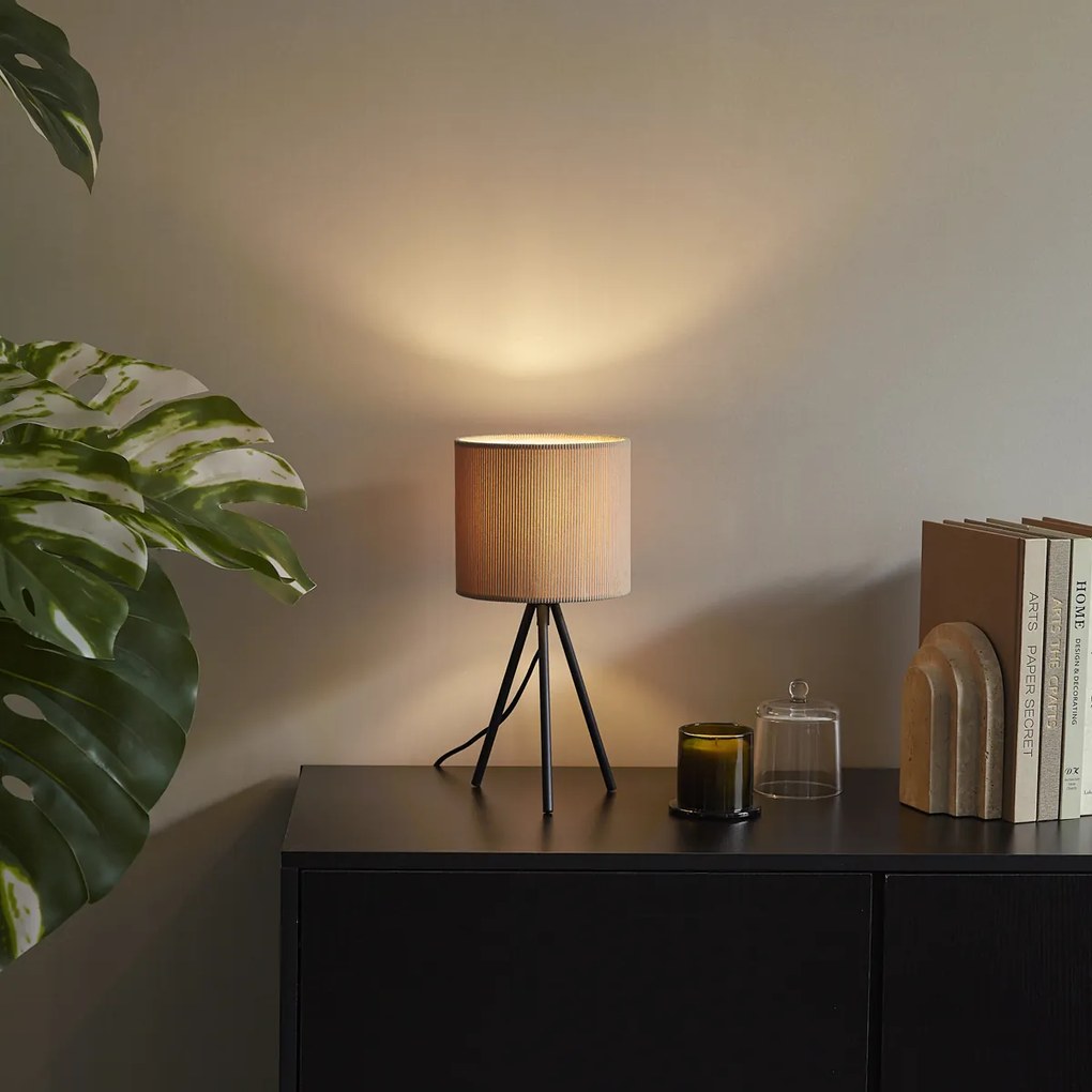 Moderná stolná lampa sivohnedá so zamatovým tienidlom - Luz