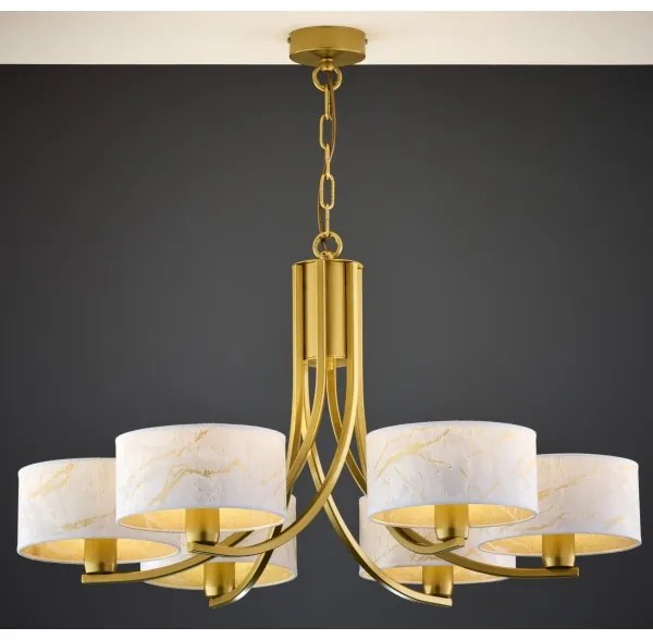 Jupiter 2098 - Luster na reťazi ARTHUR 6xE27/15W/230V biela/zlatá/mramorový dekor