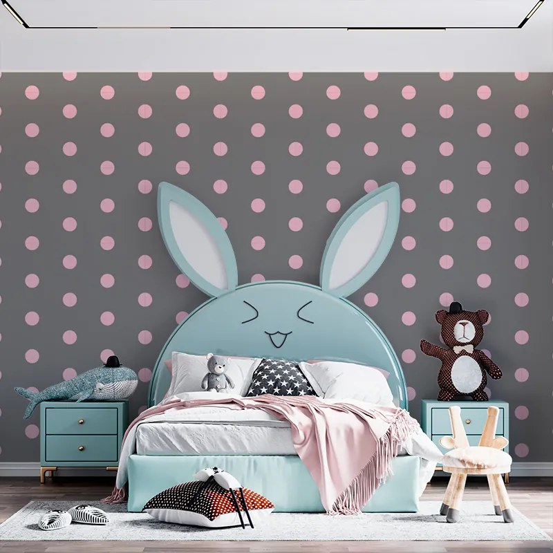 Sablio Tapeta Ružové bodky na šedej - 125x75 cm