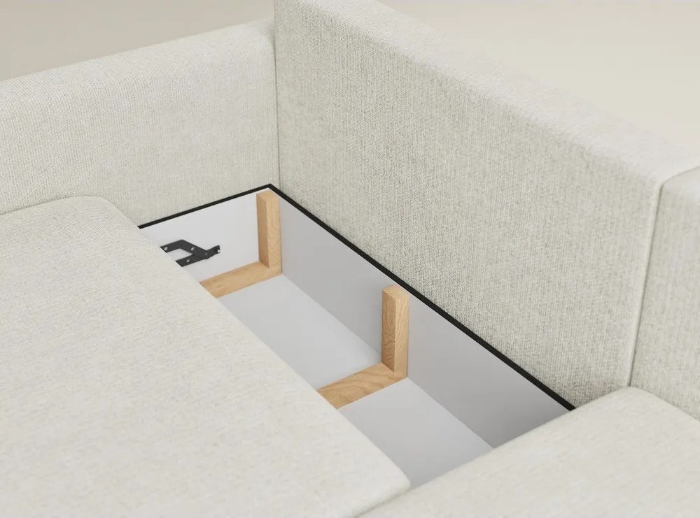 Krémovobiela ženilková rozkladacia/s úložným priestorom rohová pohovka (pravý roh/s leňoškou) Leon – Maison de Rêve