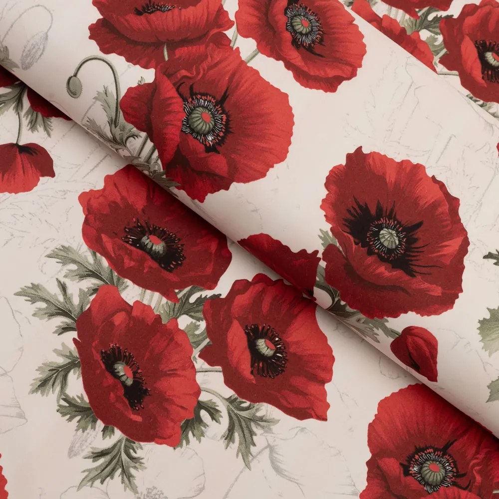 Biante Bavlnená obliečka na vankúš Sandra SA-586 Vlčie maky na krémovom 40 x 40 cm