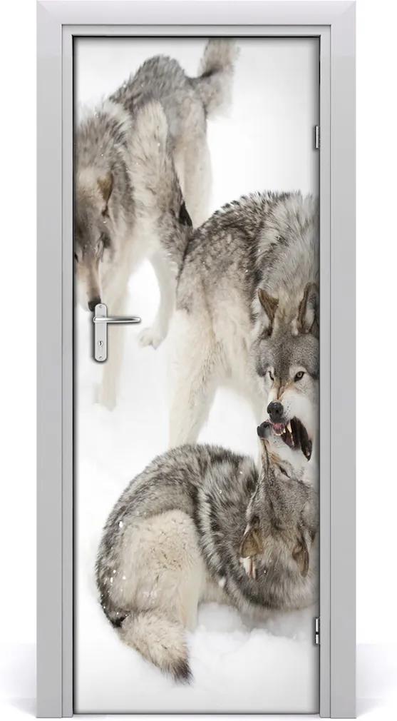 Samolepiace fototapety na dvere  šedí vlci