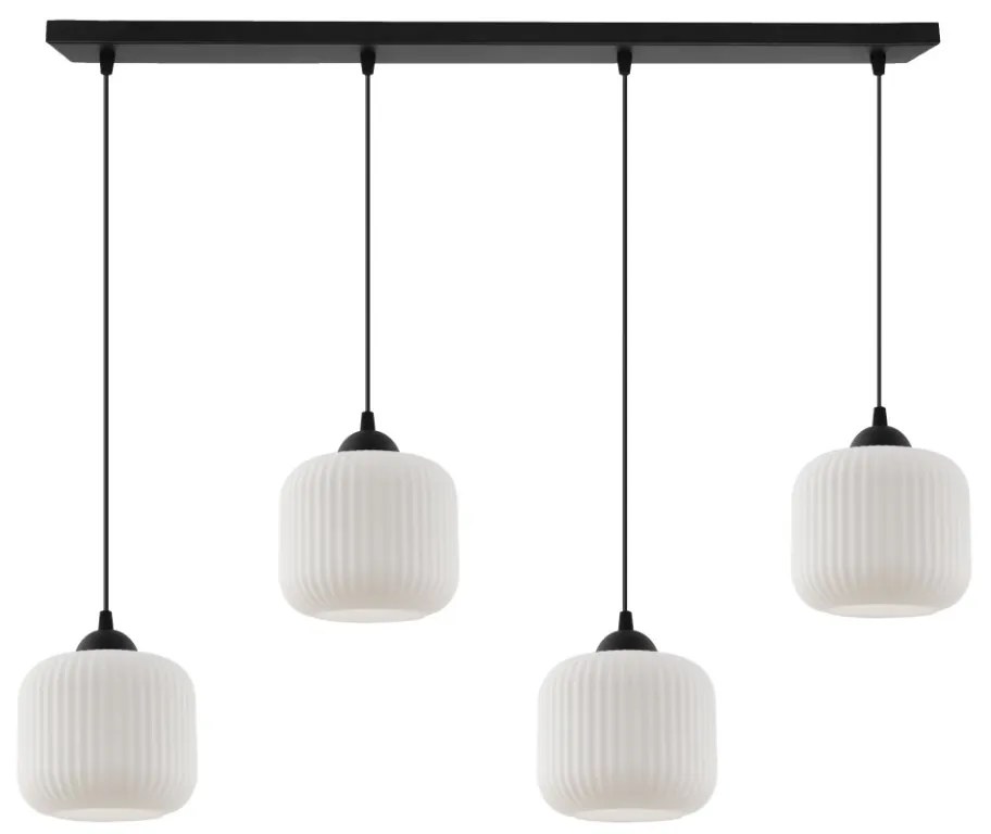 Závesné svietidlo Riffle, 4x biele sklenené tienidlo, b