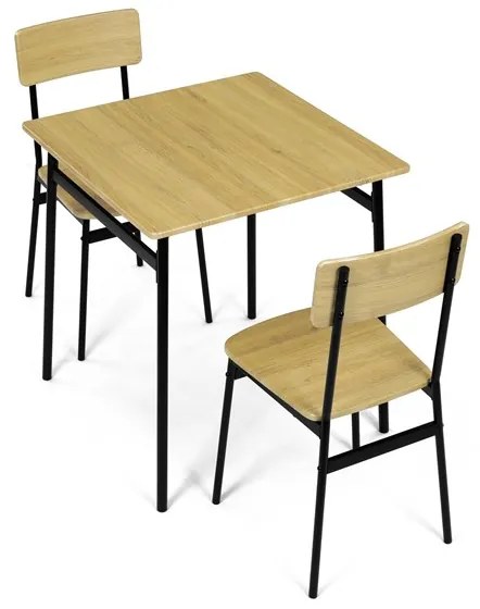 Autronic BONTEC Jedálenský set s 2 stoličkami, 70x70x76cm, mdf, divoký dub, AUT-O2121 OAK Farba: Hnedá