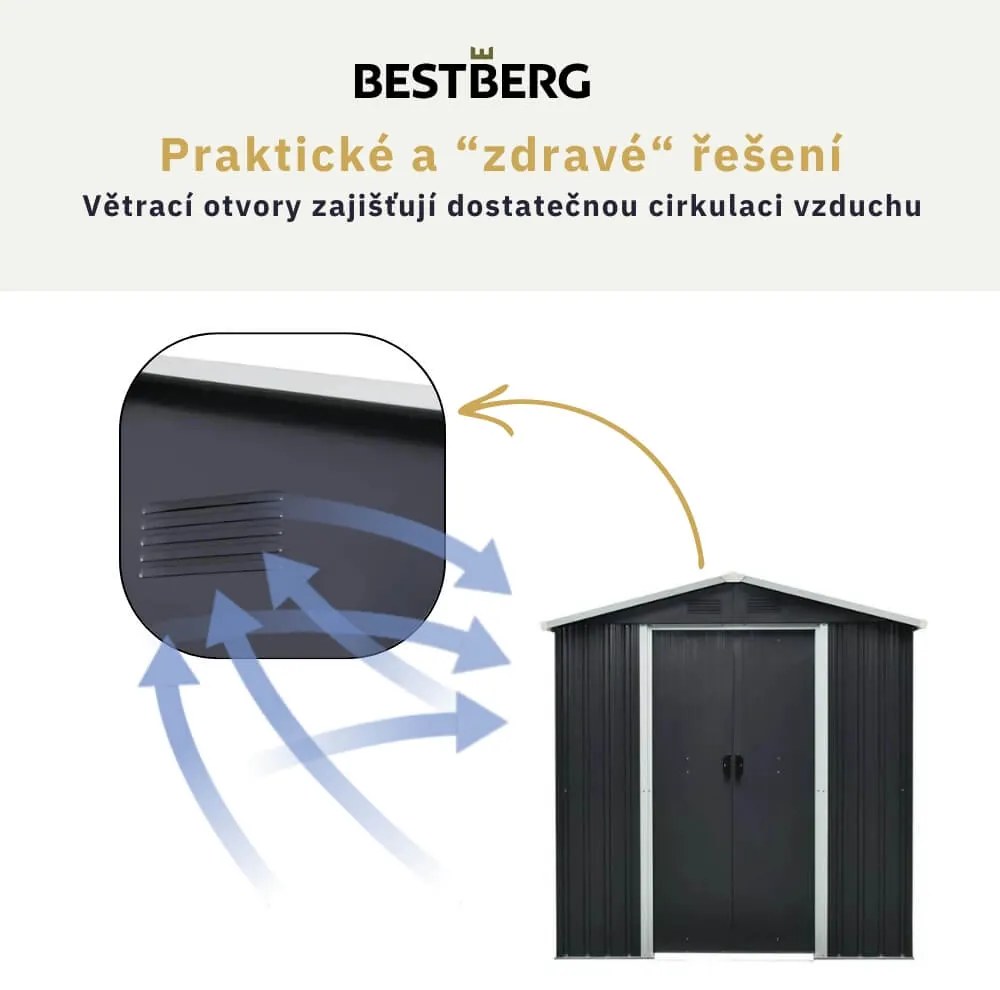 Záhradný domček BestBerg ZDB-2A / 2,5 m² / 194 x 131 x 184 cm / šedá