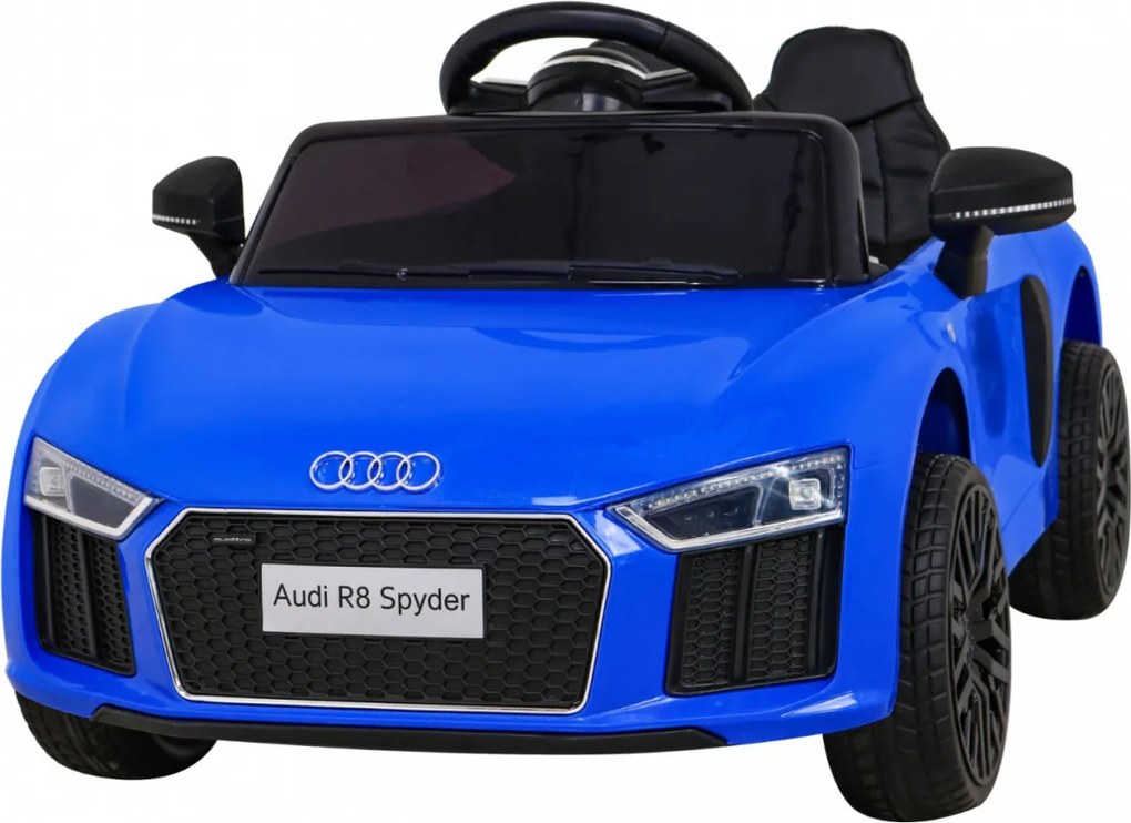 Ramiz Audi R8 batéria pre deti Modrá + Diaľkové ovládanie + EVA + Pomalý štart + MP3 LED