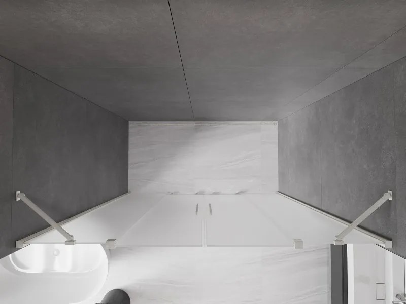 Mexen Velar Duo, posuvné sprchové dvere do otvoru 170 cm, 8mm sklo námraza, brúsená oceľ, 871-170-000-32-97