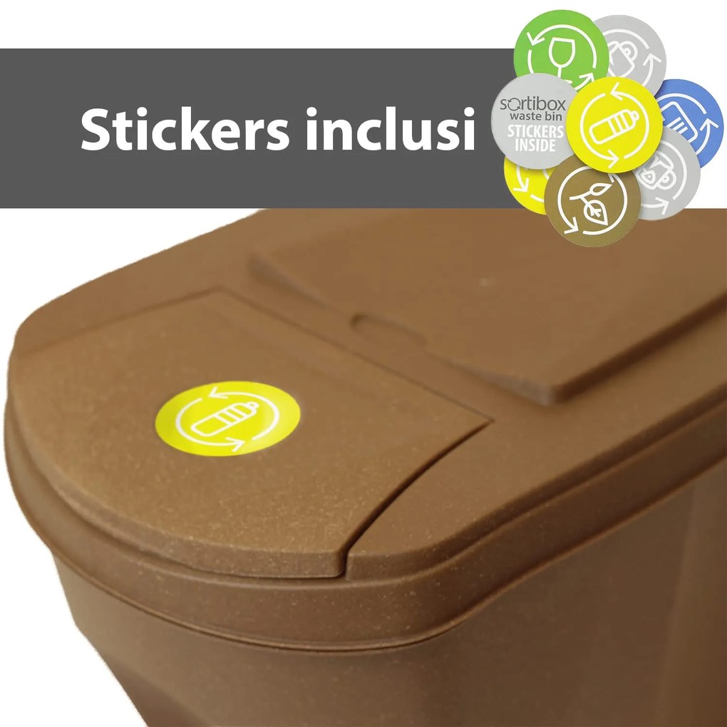Odpadkové koše na tříděný odpad, sada 3ks x 25l SORTIBOX - ECO WOOD