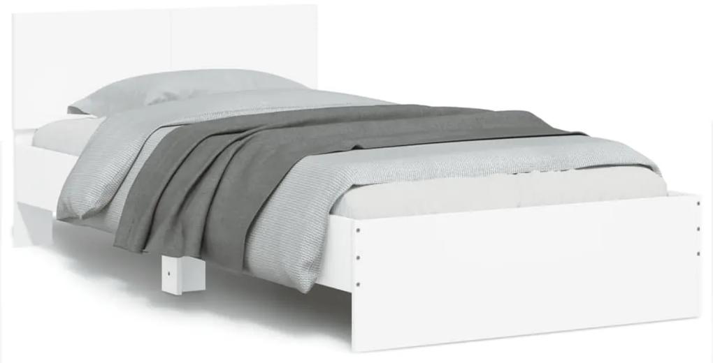 Rám postele s čelom biely 100x200 cm kompozitné drevo 838617