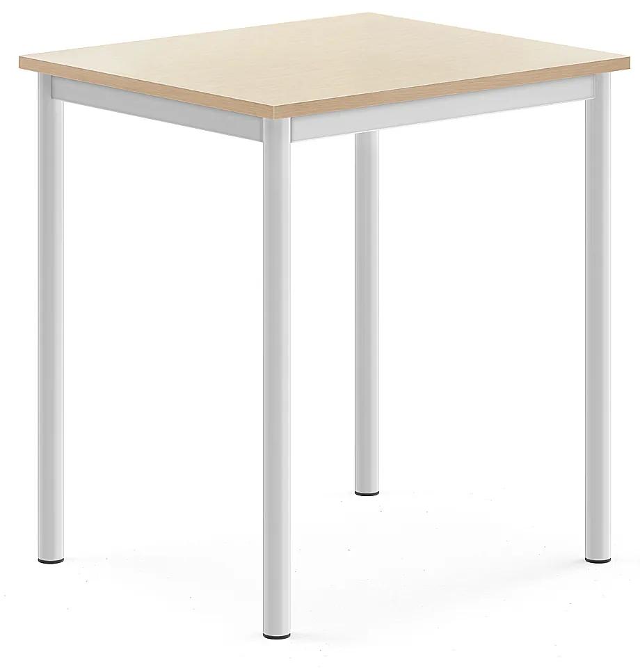 Stôl SONITUS, 700x600x760 mm, HPL - breza, biela