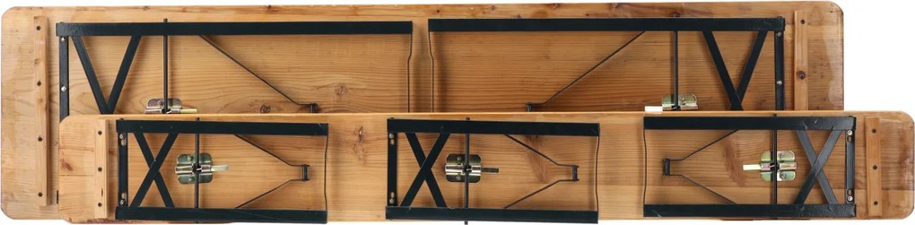 GARDEN LINE Pivný set – skladací stôl s dvoma lavicami, borovicové drevo a oceľová konštrukcia MEB2745