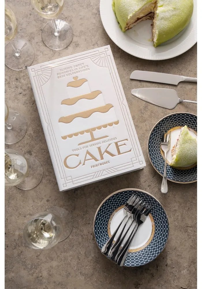 Biele/v striebornej farbe antikoro dezertné vidličky v súprave The Essentials Cake Tools – Printworks