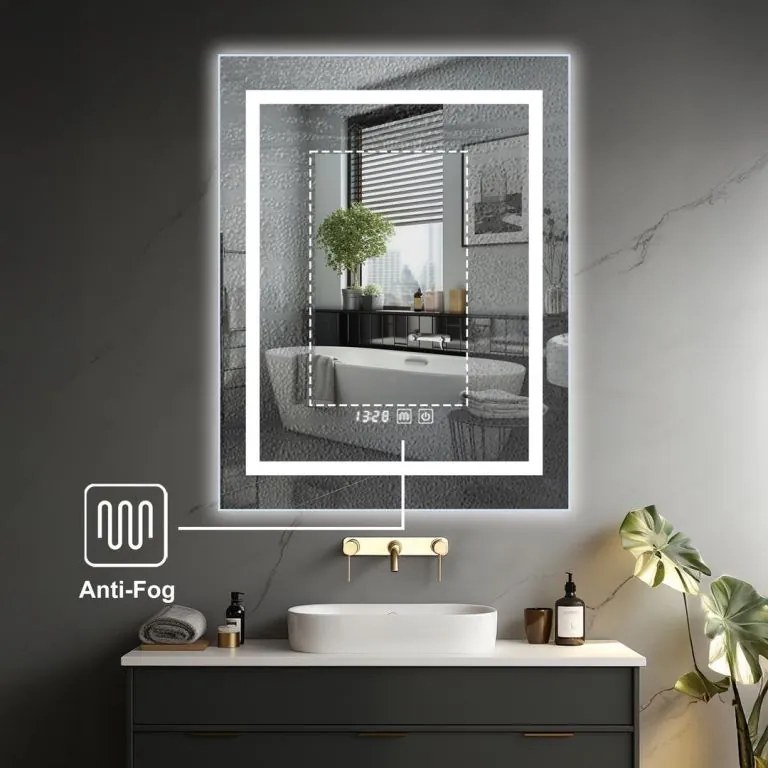 IREDA Kúpeľňové zrkadlo s LED osvetlením, 60 x 80 cm