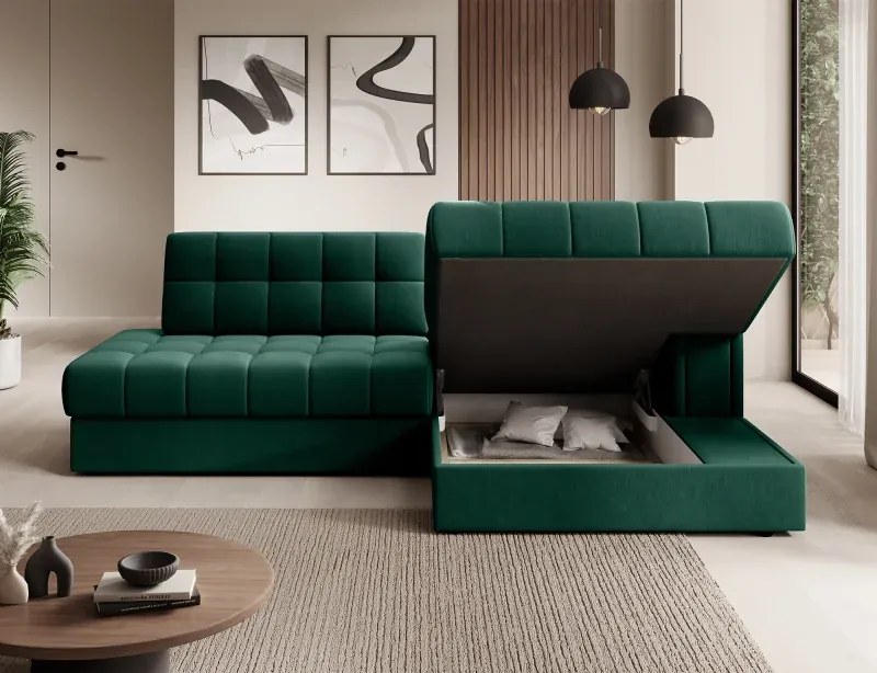 Sedacia súprava Katrin, pravá, zelená (lukso 35)