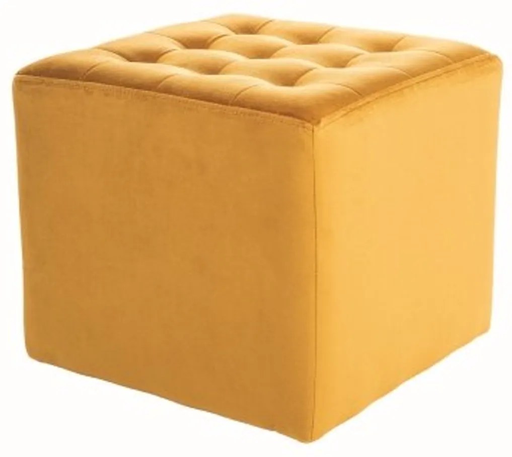 Horčicový taburet LORI VELVET