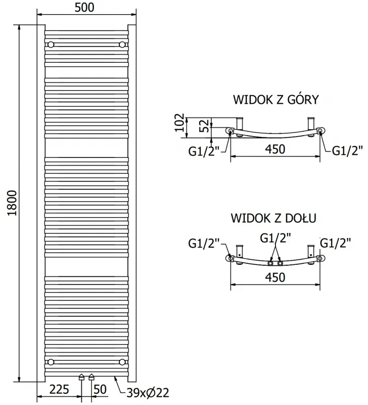 Mexen Ares, elektrické vykurovacie teleso 1800 x 500 mm, 900 W, čierna, W102-1800-500-6900-70