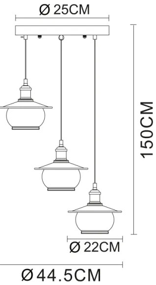 GLOBO 69030-3H - Závesné svietidlo NEVIS 3xE27/60W