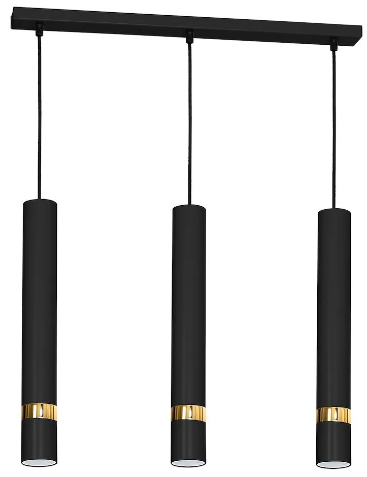 Závesné svietidlo Joker, 3x zlaté/čierne kovové tienidlo, b