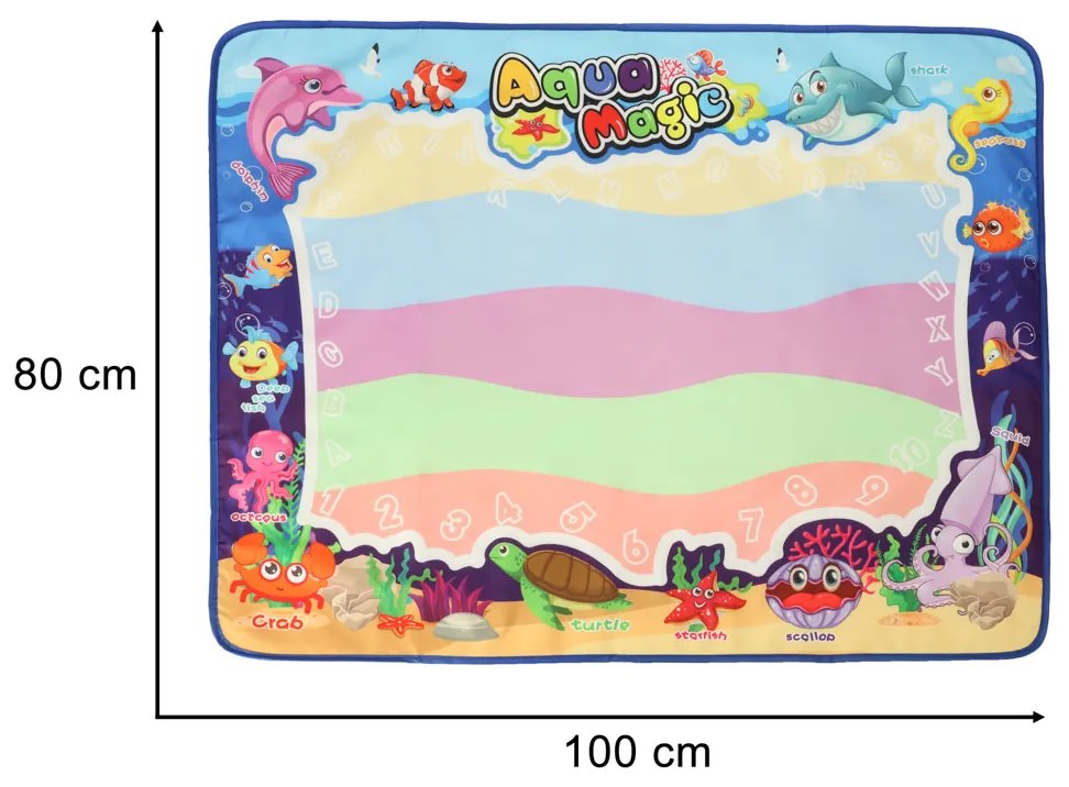 KIK Vodná podložka na maľovanie XXL 100×80 cm, sada s pečiatkami a šablónami