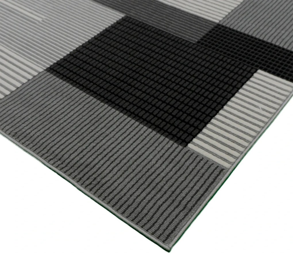 BE Koberec Lotus 9303 GREY – sivý  čierny obdĺžnikový Rozmer: 80x150 cm