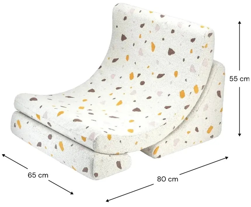 Biele detské kresielko z textílie buklé/ženilkové Terrazzo Moon – Wigiwama