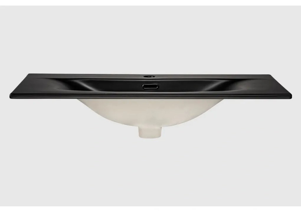 Keramické zápustné umyvadlo Sky1 80 cm DP matné černé
